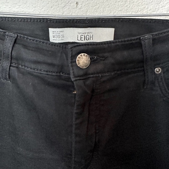 TOPSHOP Moto Leigh Distressed Skinny Ankle Jeans Jeggings Black GUC - Picture 5 of 5